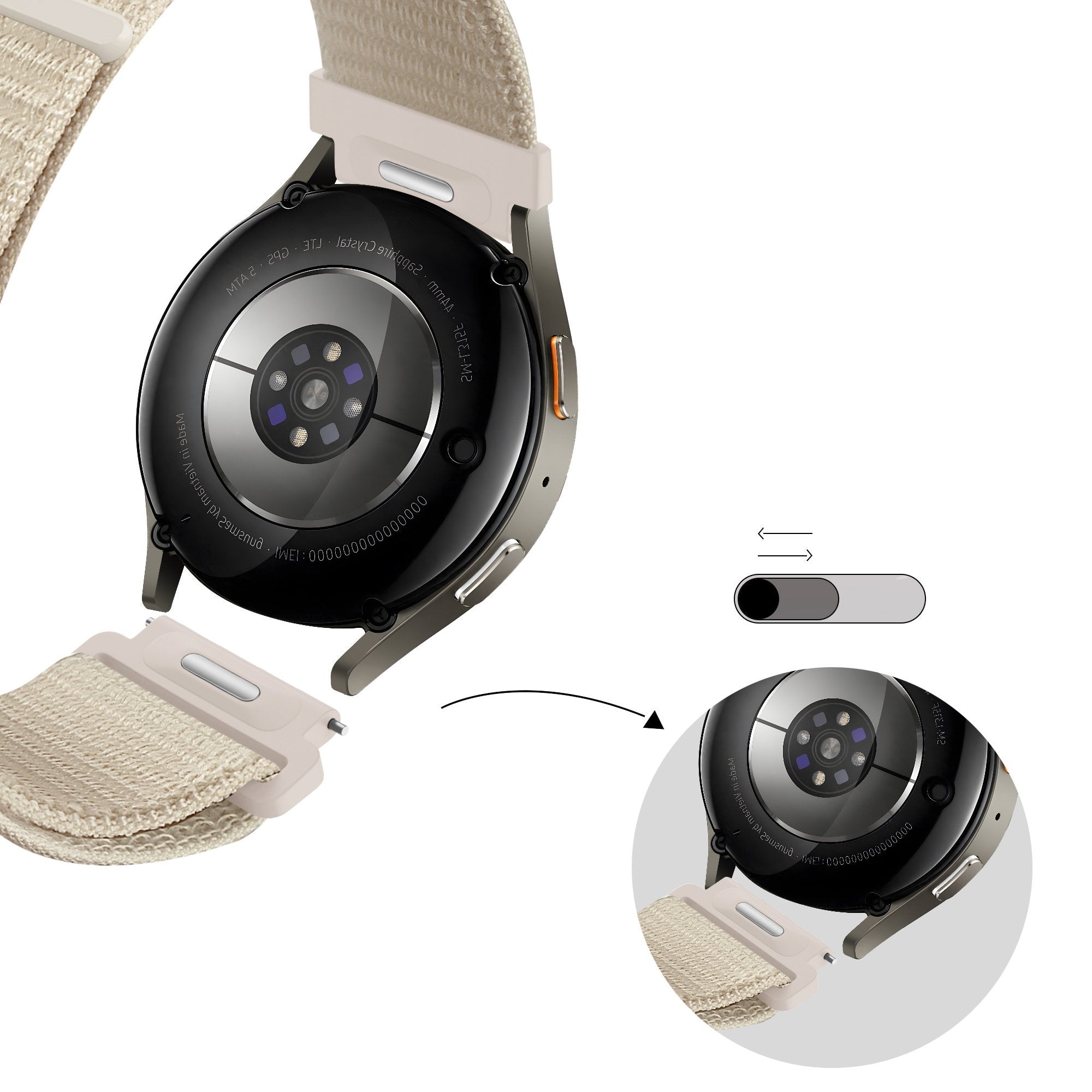 Bandz Samsung Galaxy Watch 6 Classic - 43mm nylon band 'Easy fit' (sterrenlicht)