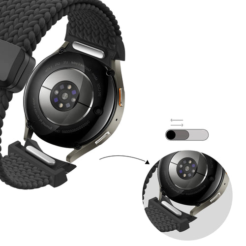 Bandz Samsung Galaxy Watch 4 40mm gevlochten band 'Easy fit' (zwart)