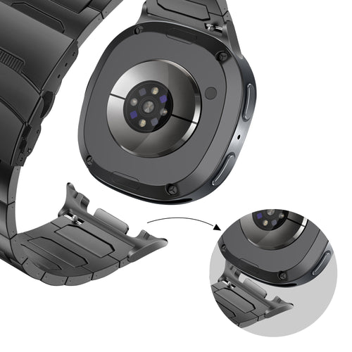 Bandz Samsung Galaxy Watch 8 Classic titanium band 'Deluxe' (zwart)