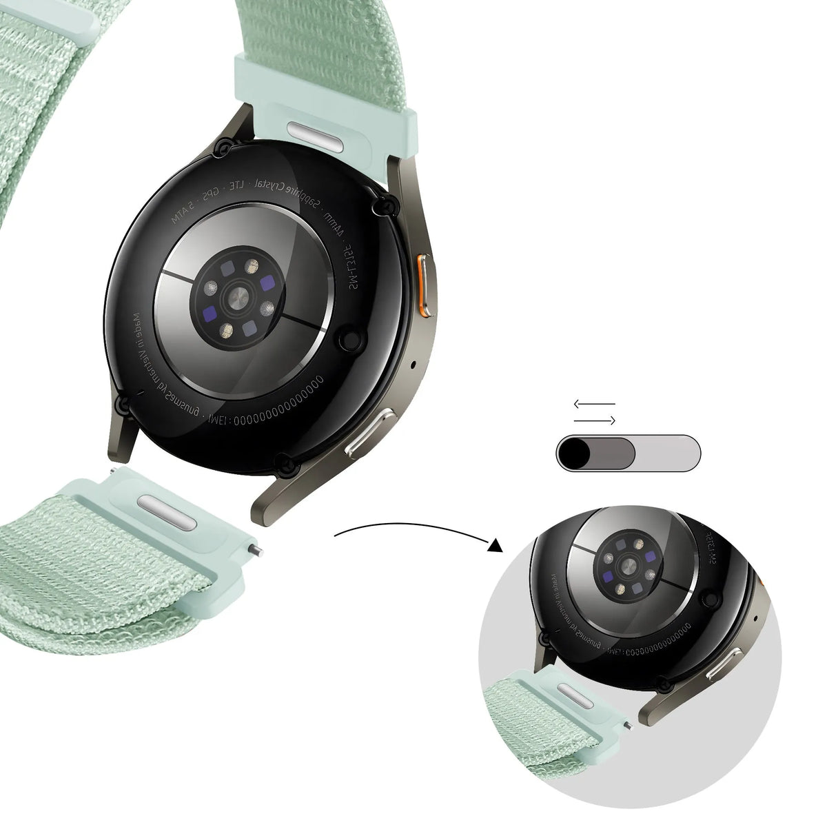 Bandz Samsung Galaxy Watch 7 - 44mm nylon band 'Easy fit' (lichtgroen)