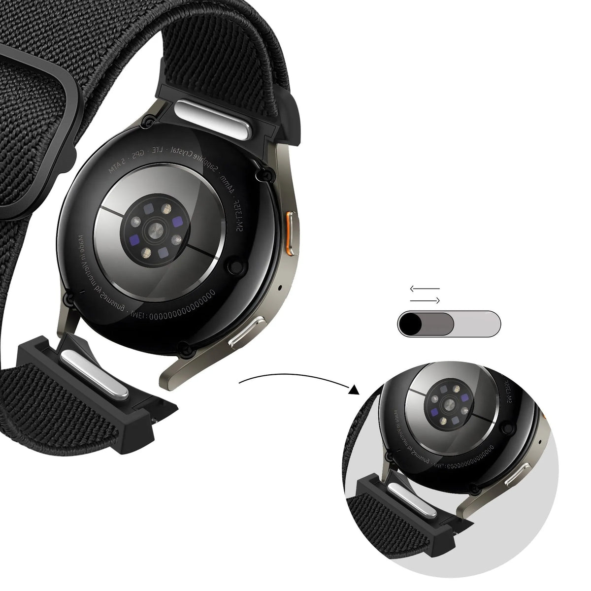 Bandz Samsung Galaxy Watch 6 - 40mm elastische band 'Easy fit' (zwart)