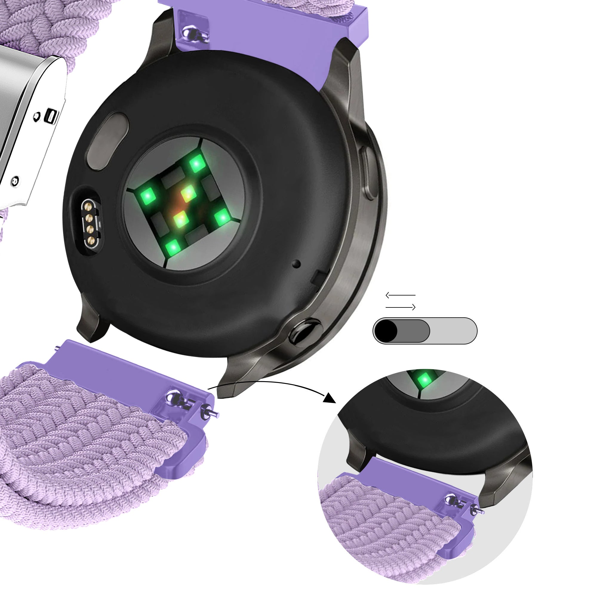 Bandz Garmin Forerunner 170 gevlochten nylon band (lichtpaars)