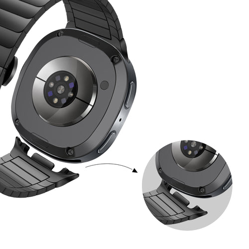 Bandz Samsung Galaxy Watch 8 - 44mm stalen band 'One Bead' (zwart)