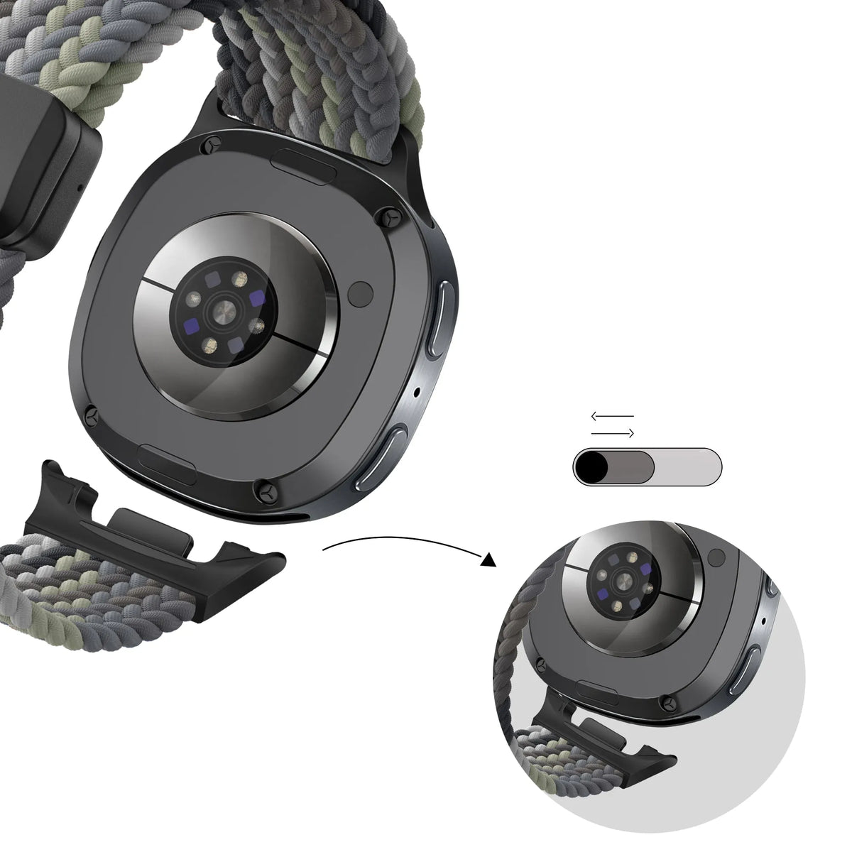 Bandz Samsung Galaxy Watch 8 - 44mm Magnetic Braided Strap (Slate)