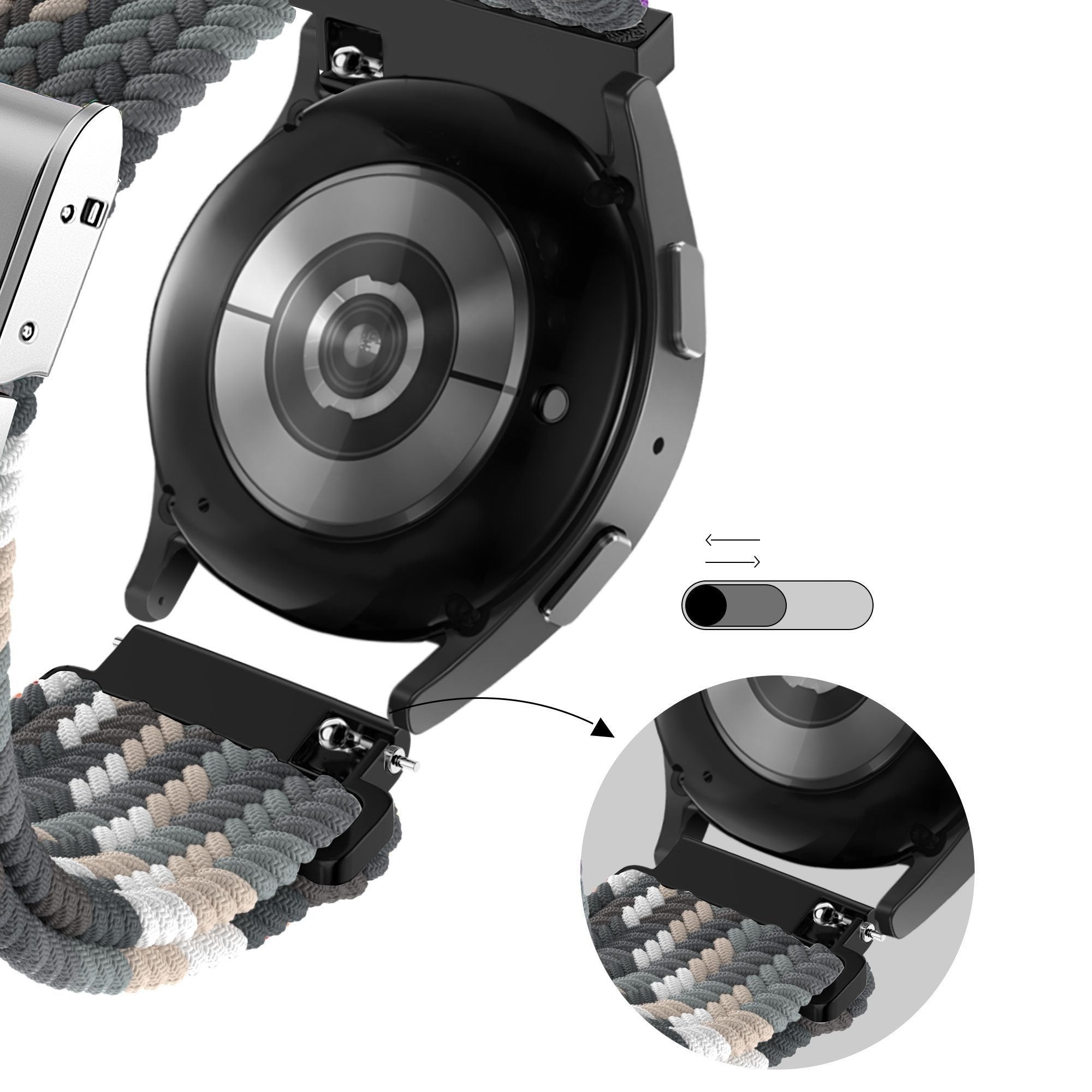 Bandz Samsung Galaxy Watch 7 - 40mm gevlochten nylon band (zwart mix)
