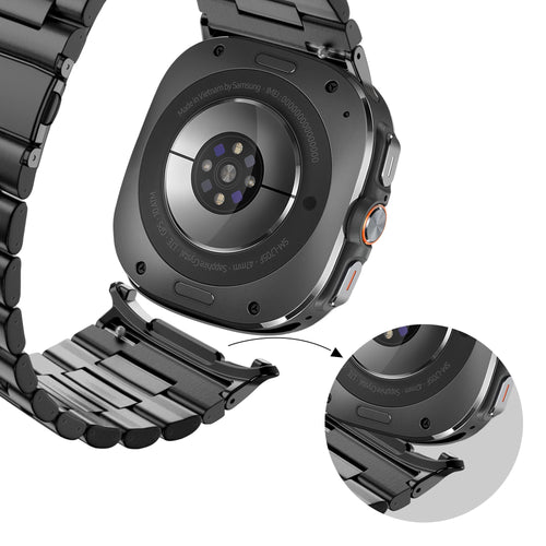 Bandz Samsung Galaxy Watch Ultra stalen schakel band 'Deluxe' (zwart)