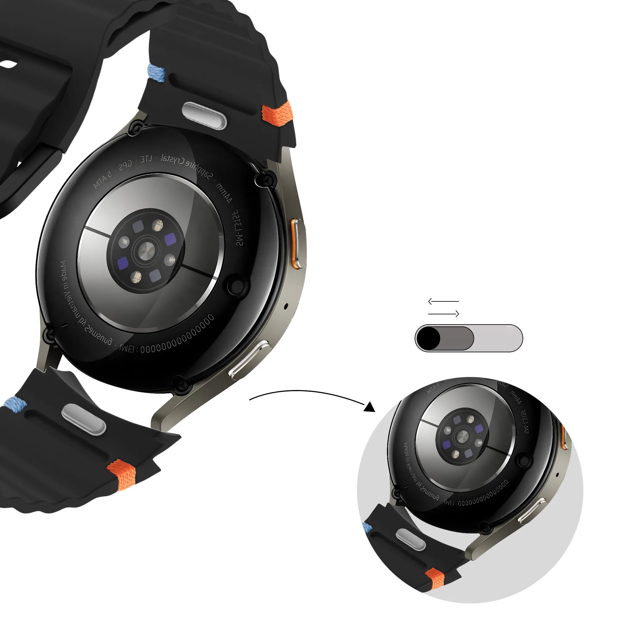 Bandz Samsung Galaxy Watch 7 - 40mm Wave Strap 'Easy Fit' (Black)