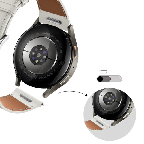 Bandz Withings Steel HR - 36mm Leather Strap 'Easy Fit' (White)