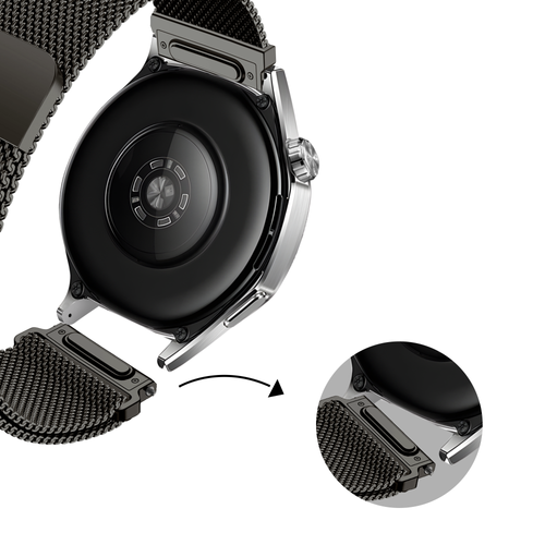 Bandz Xiaomi Mi Watch 'One push' Milanese band (titanium grijs)