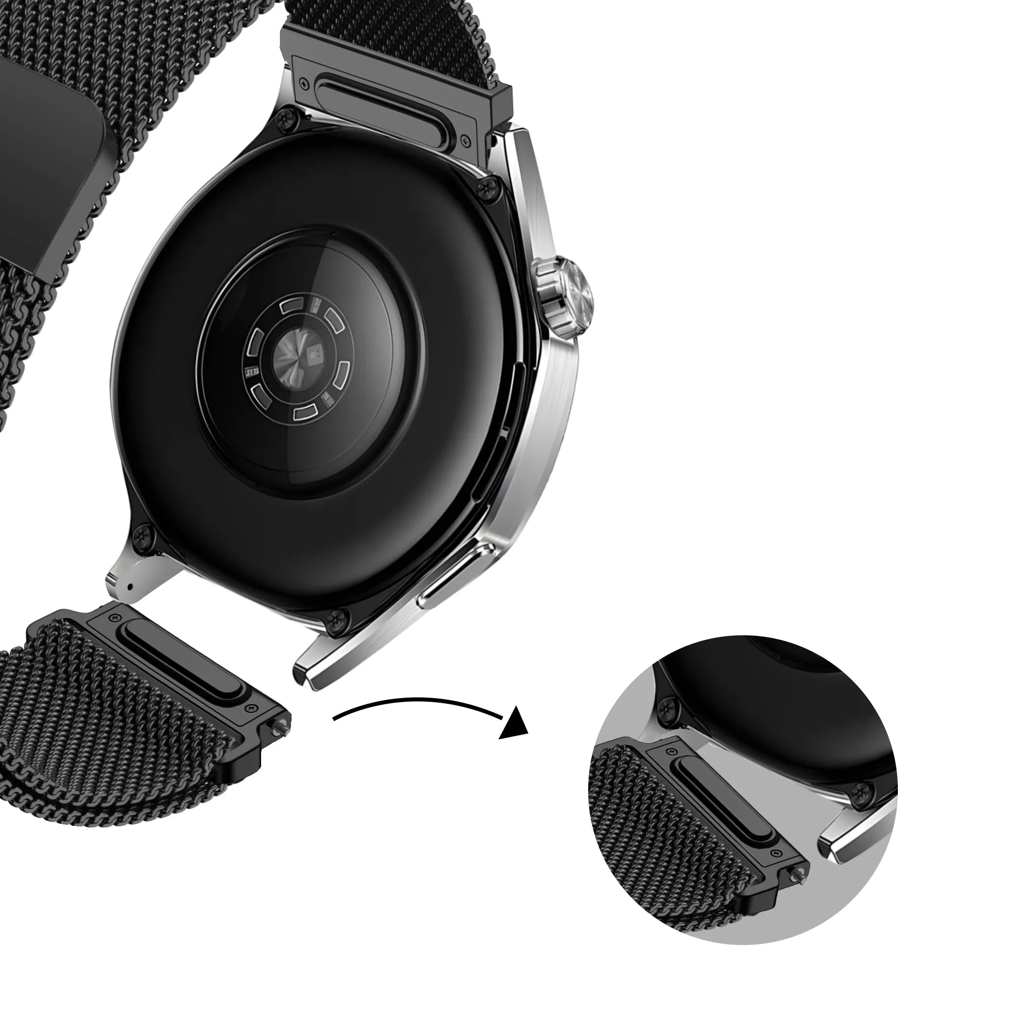 Bandz Amazfit GTR 4 'One push' Milanese band (zwart)