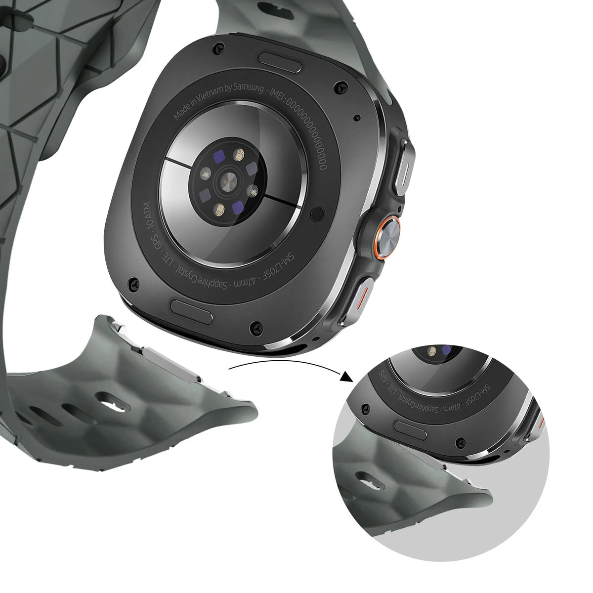 Samsung Galaxy Watch Ultra 2 siliconen band 'Hexagons' (donkergrijs)
