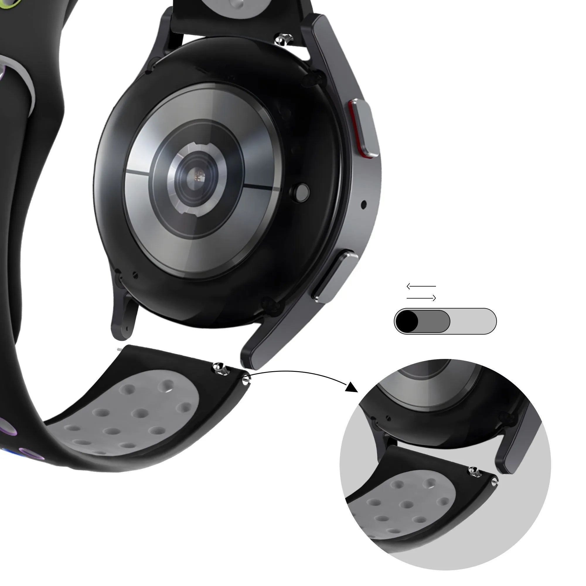 Bandz Coros Pace 2 sport band 'Deluxe' (zwart/rainbow)