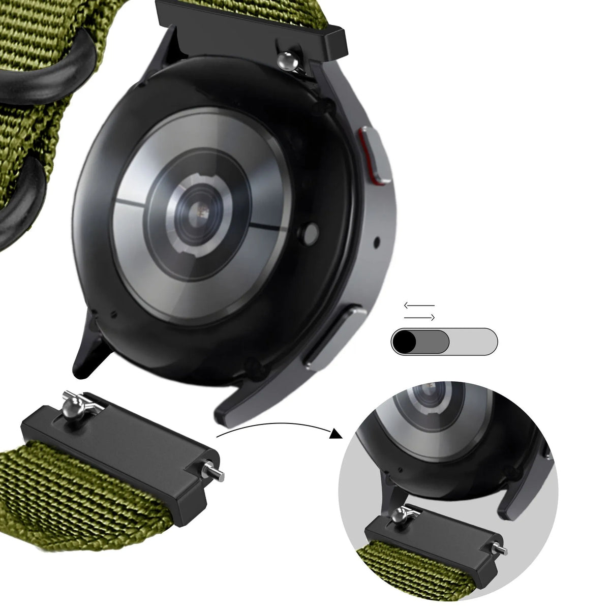 Bandz Garmin Vivomove 3 nylon band met gesp (groen)