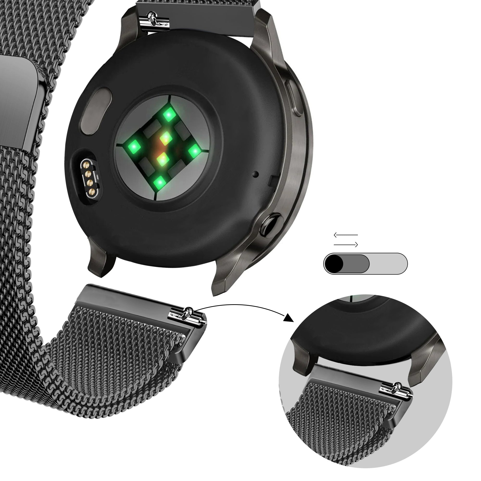 Bandz Garmin Venu 4 - 41mm Milanese loop band (zwart)