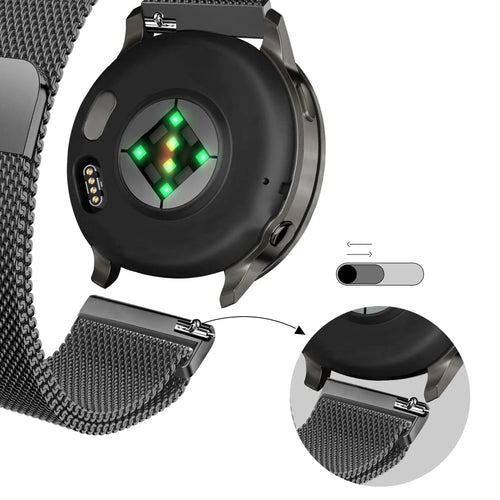 Bandz Garmin Forerunner 265s Milanese loop band (zwart)