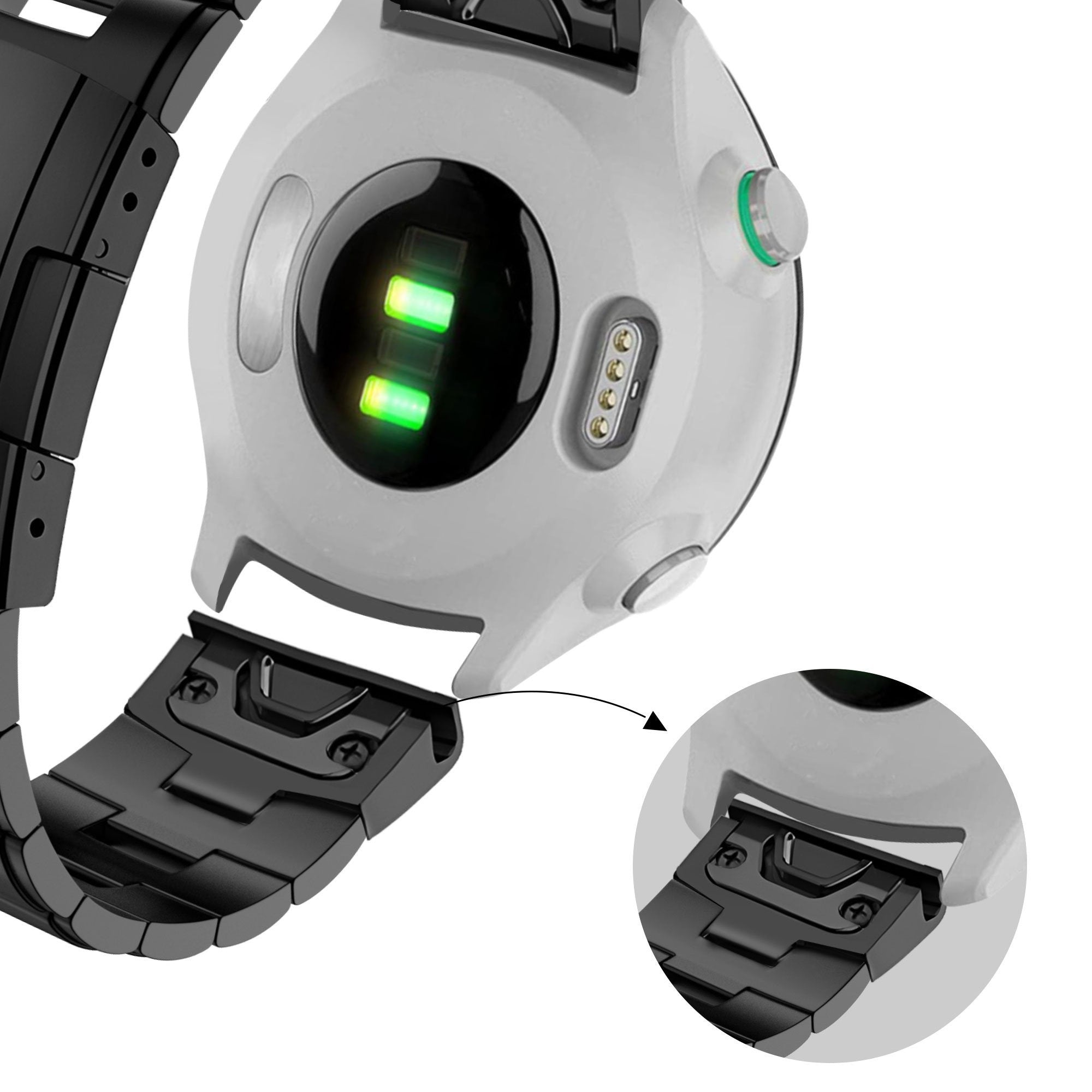 Bandz Garmin Approach S60 titanium schakel band (zwart)