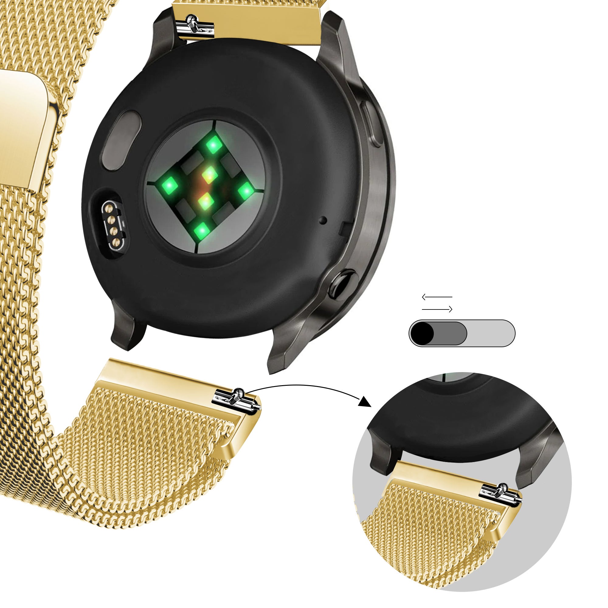 Bandz Garmin Venu 4 - 41mm Milanese loop band (goud)