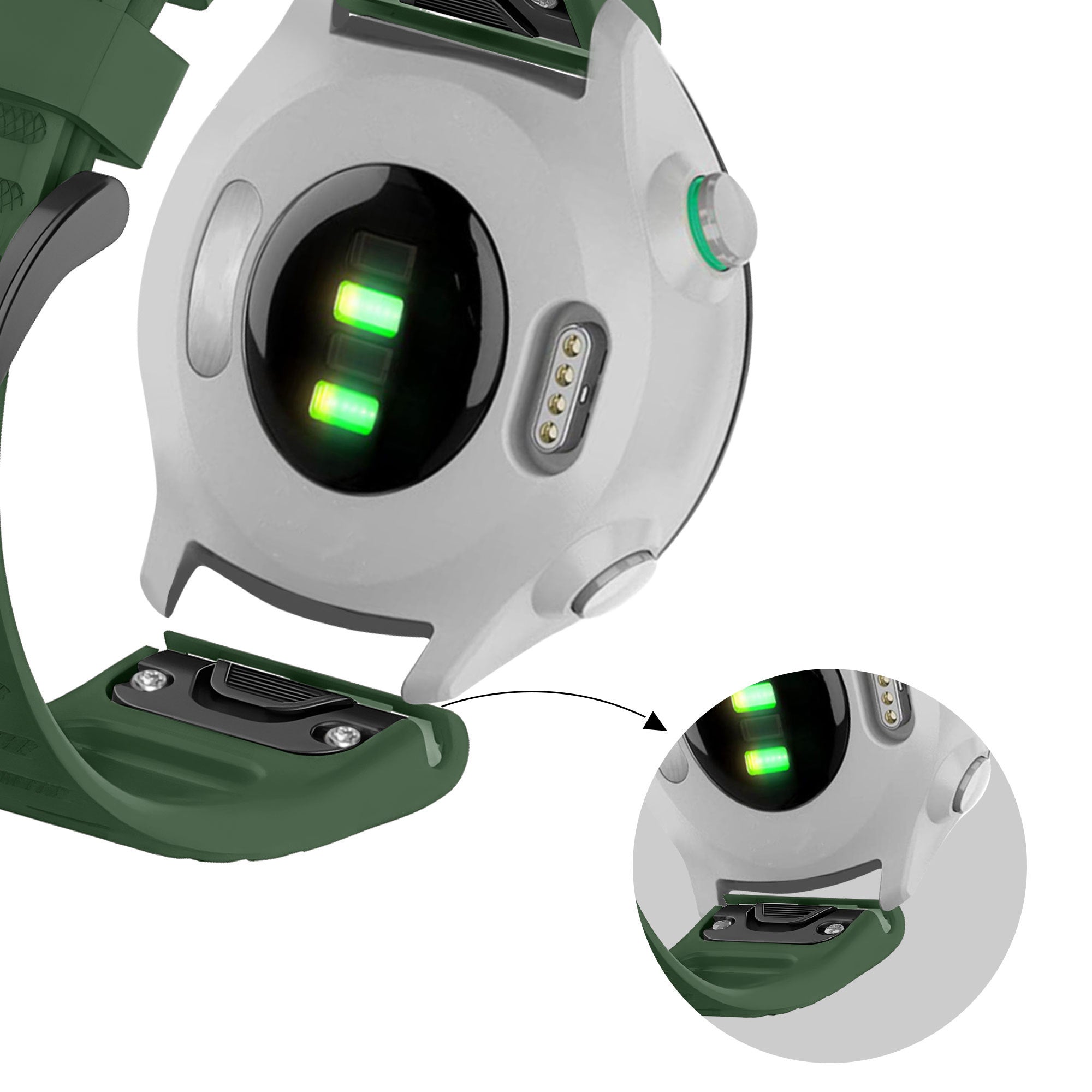 Bandz Garmin D2 Delta PX Buckled Silicone Strap (Dark Green)