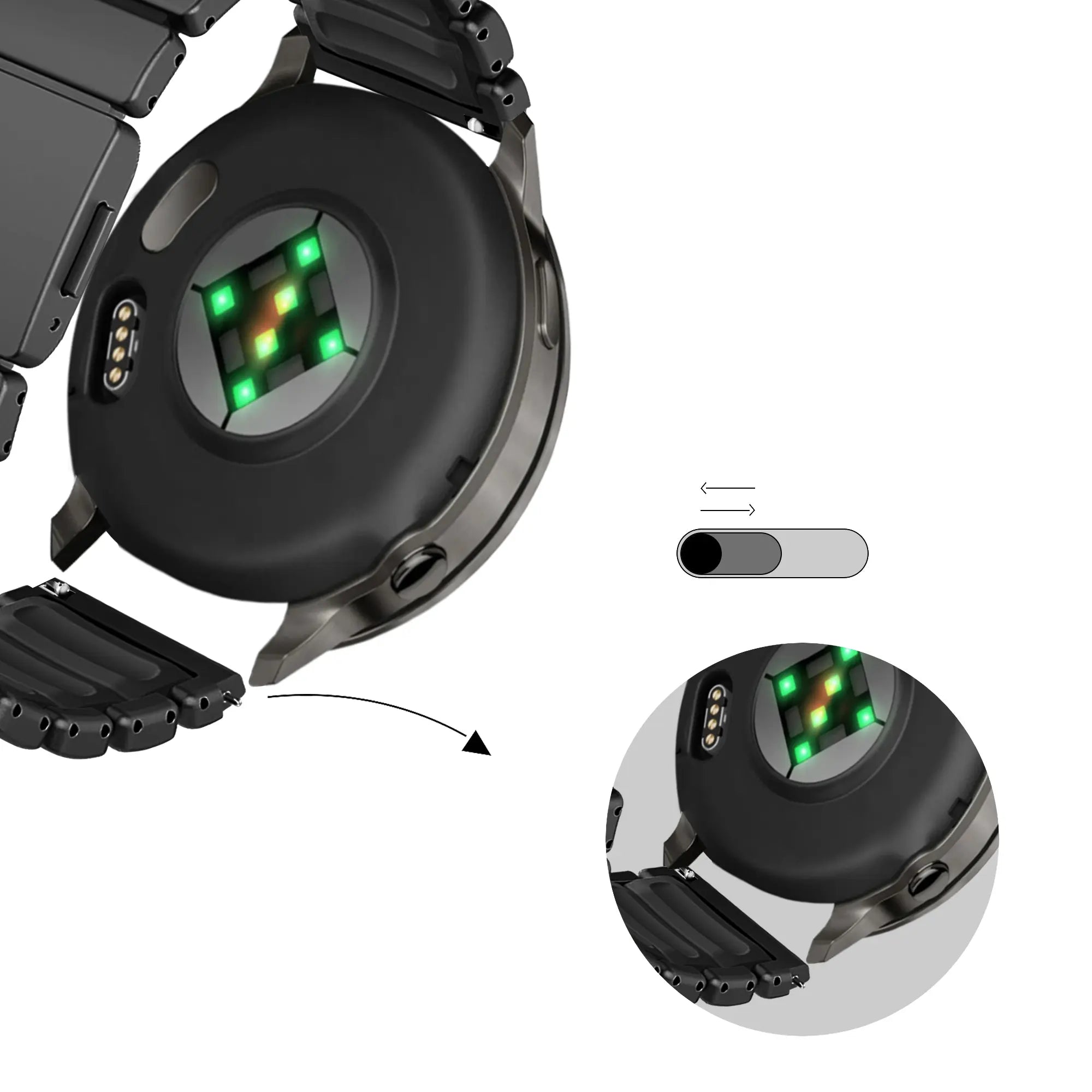 Bandz Polar Vantage V3 titanium band 'Hybrid' (zwart)