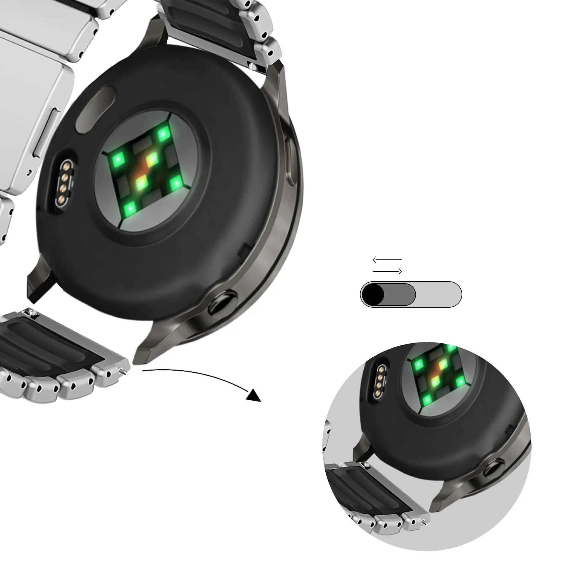 Bandz Polar Vantage M titanium band 'Hybrid' (titanium/zwart)