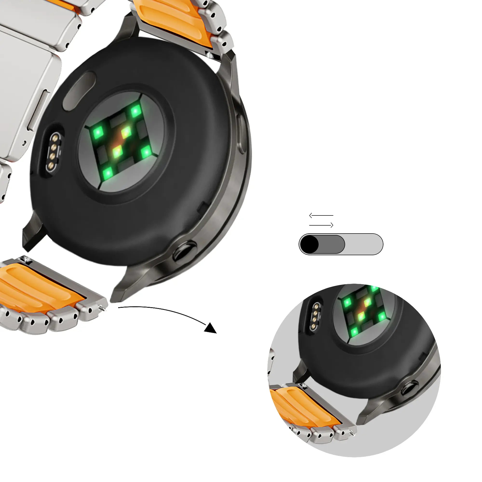 Bandz Polar Grit X Pro titanium band 'Hybrid' (titanium/oranje)