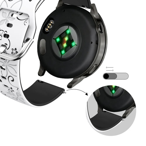 Bandz Garmin Forerunner 165 Silicone Strap 'Flowers' (White/Black)