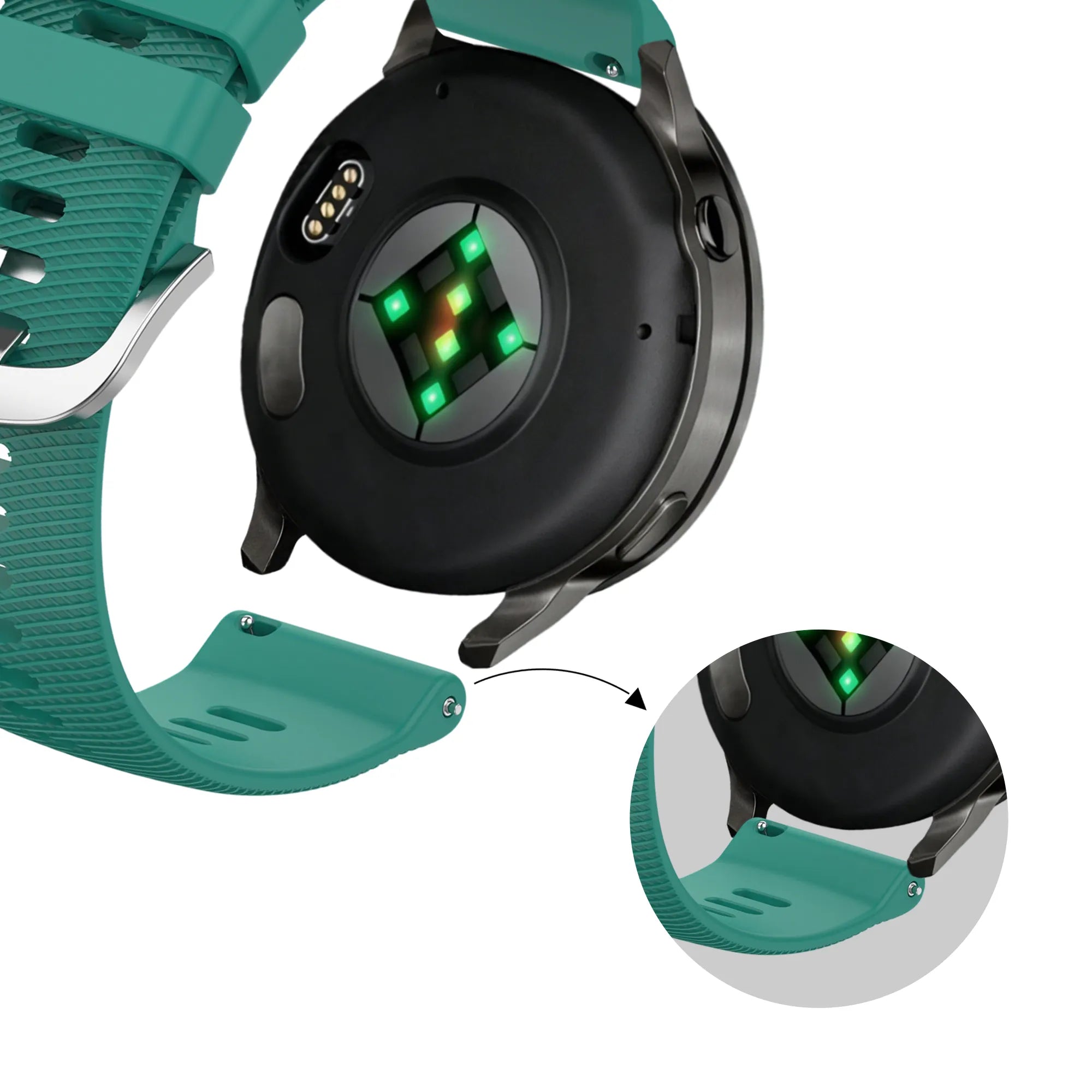 Bandz Garmin Vivomove 3s Silicone Strap 'Deluxe' (Viridian)