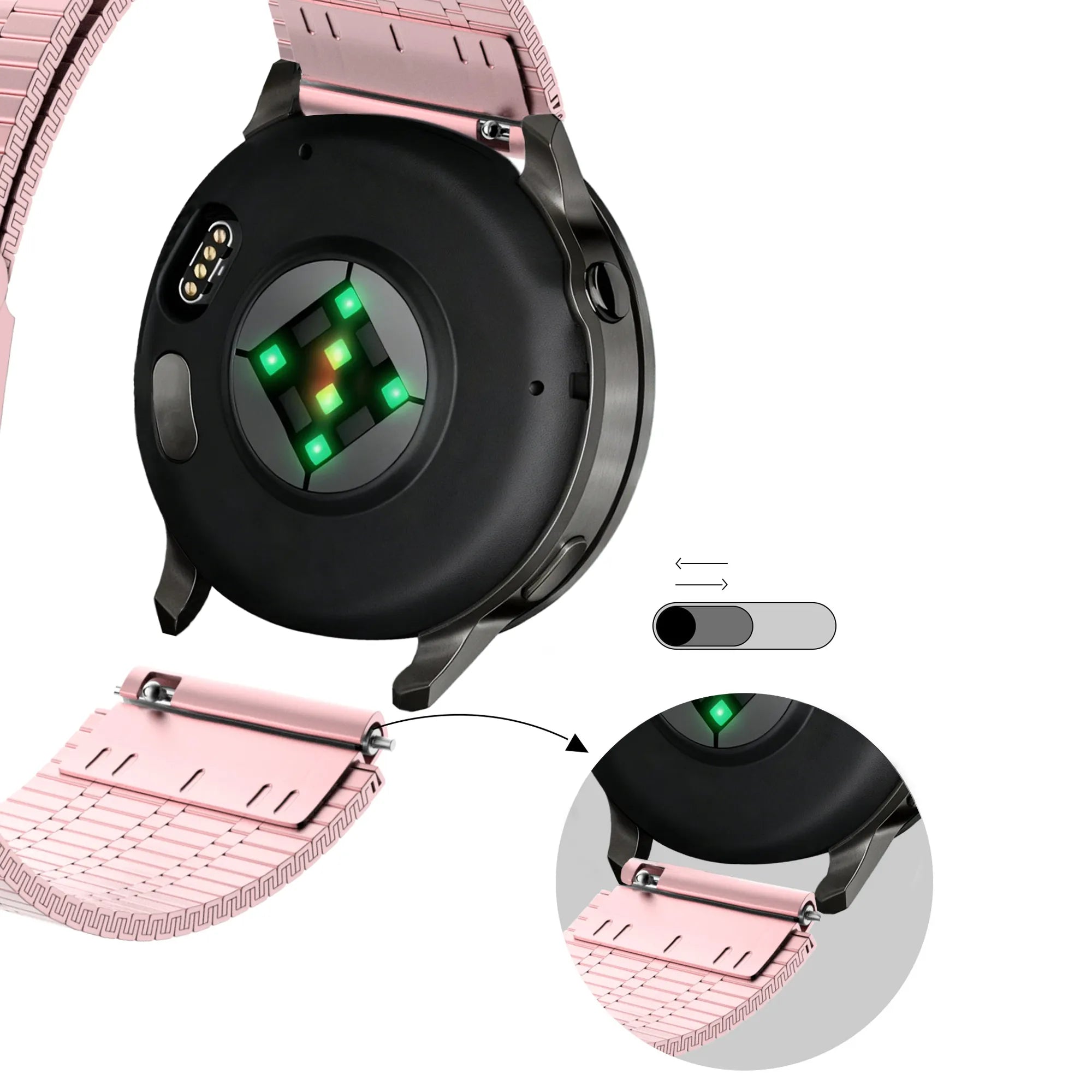 Bandz Garmin Forerunner 170 verstelbare stalen band (roze)