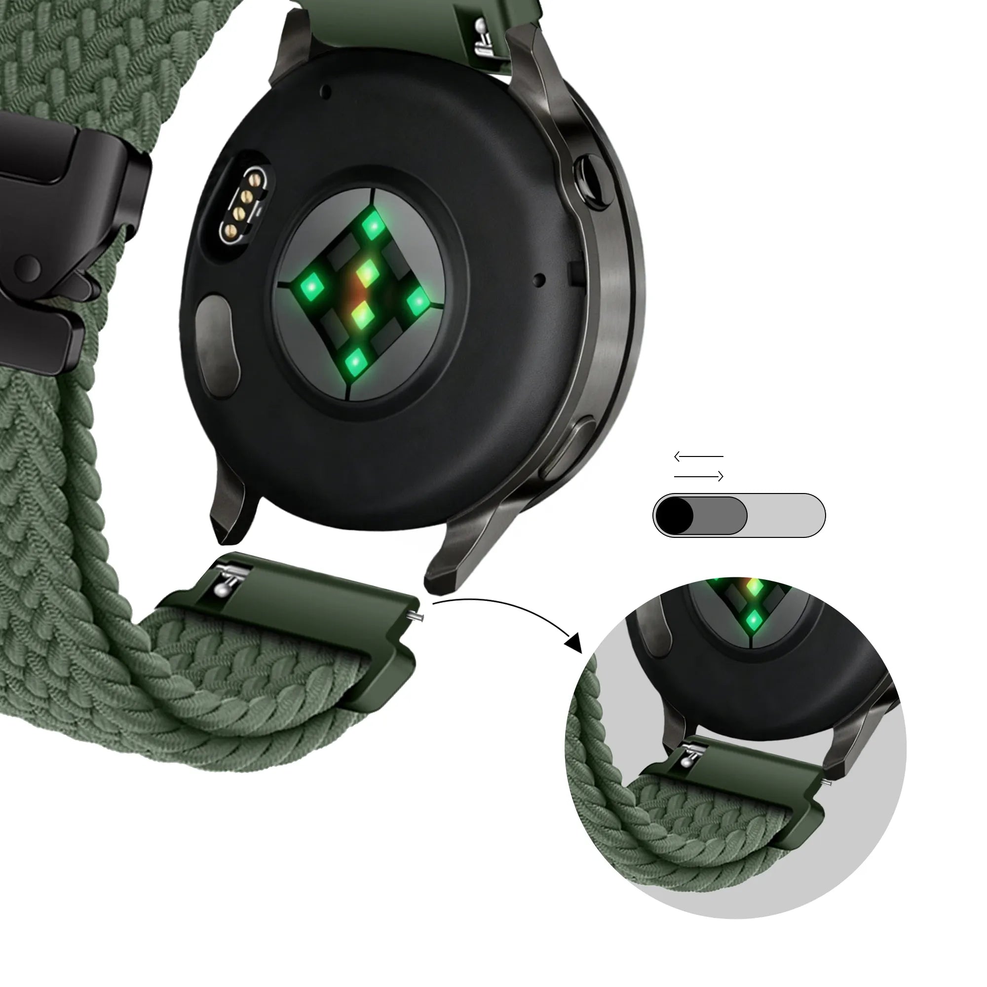 Bandz Garmin Venu 2 gevlochten band 'Parachute' (groen)