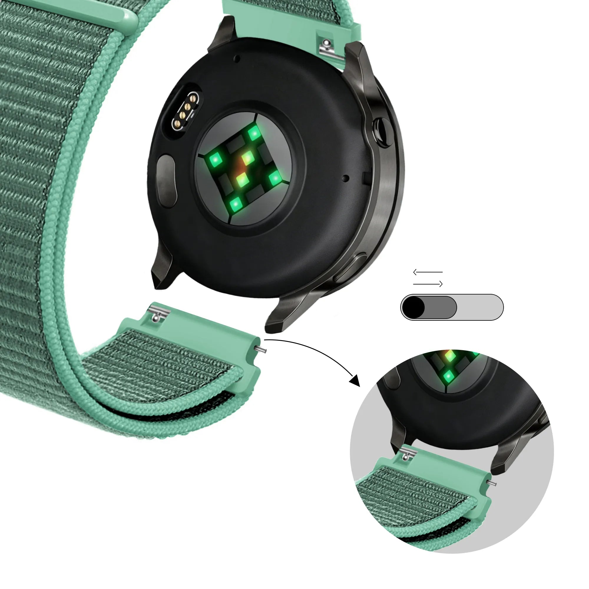 Bandz Garmin Vivoactive 6 Nylon Loop Strap (Mint)