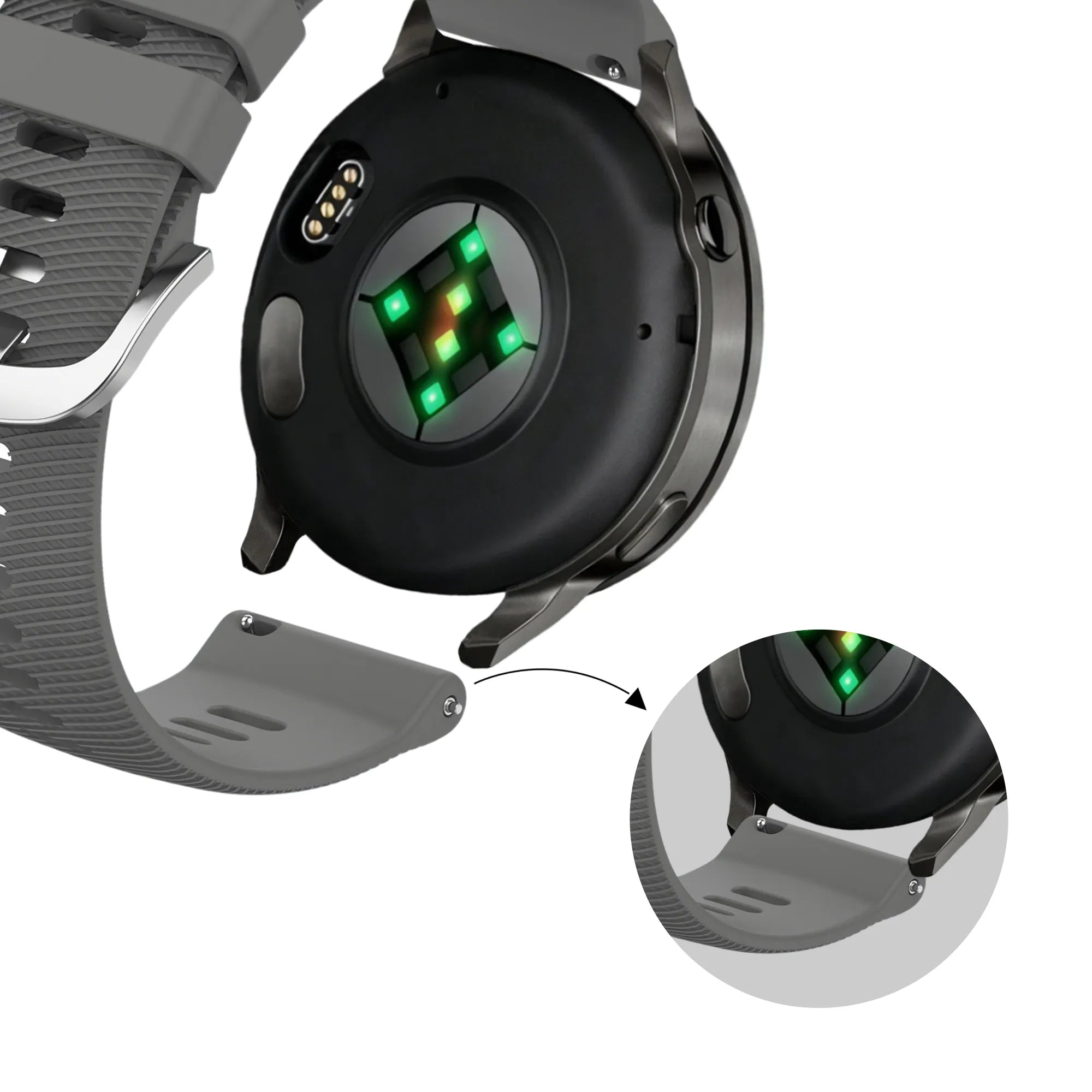 Bandz Garmin Vivomove 3s siliconen band 'Deluxe' (donkergrijs)