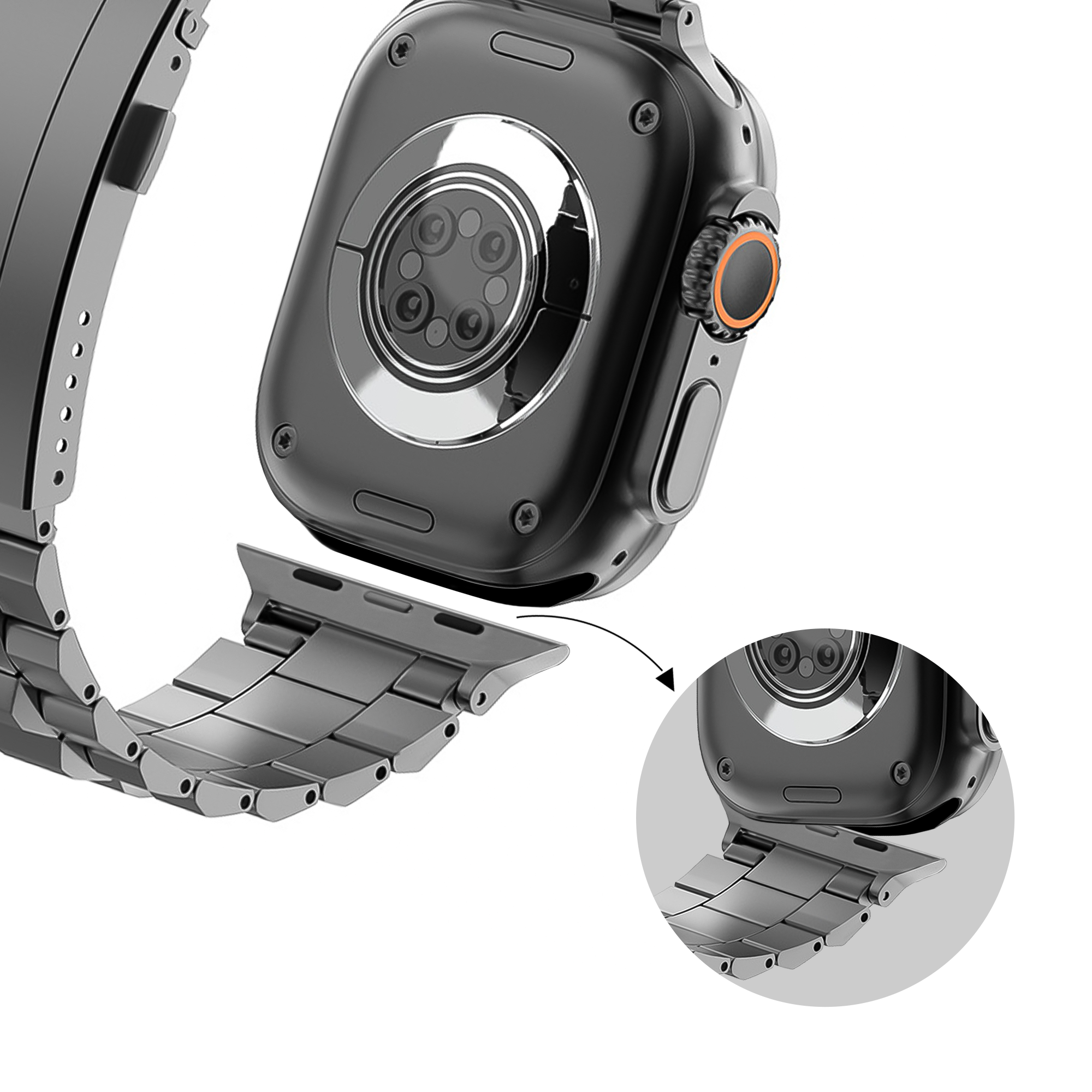 Bandz Apple Watch Ultra titanium band 'Deluxe' (grafiet)