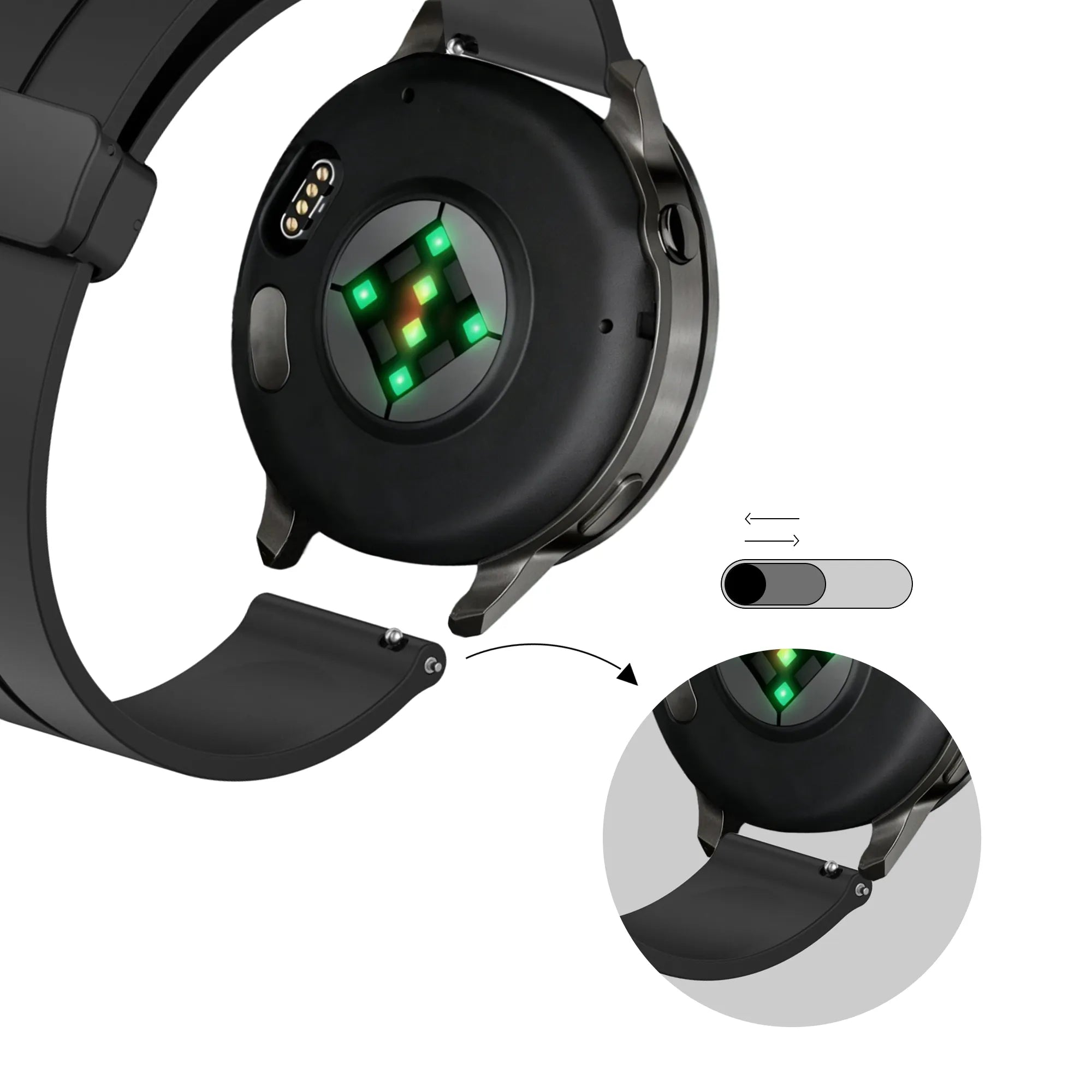 Bandz Garmin Vivoactive 3 siliconen band met D-buckle (zwart)