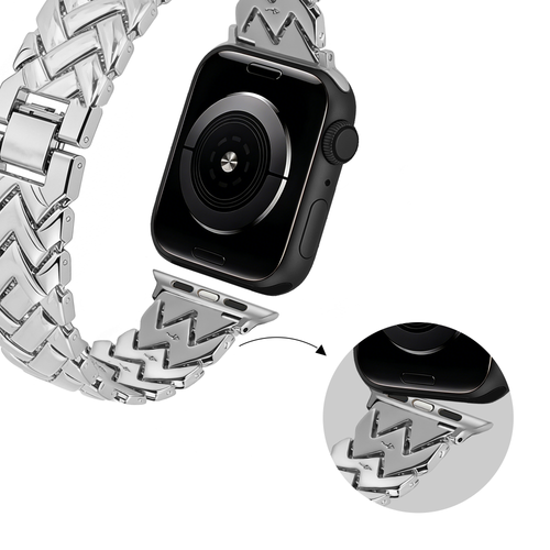 Bandz Apple Watch Metal Strap 'V-Type' (Silver)