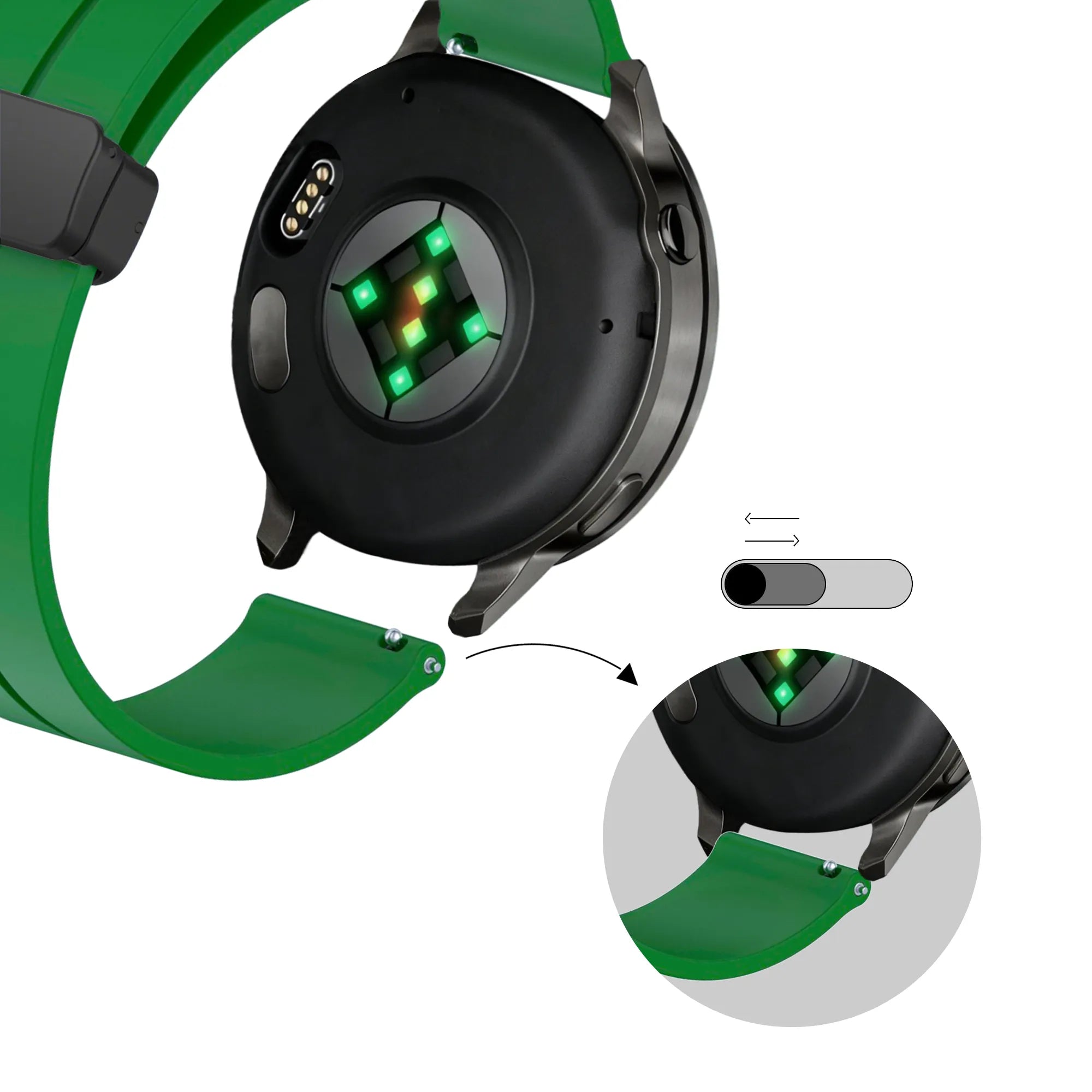 Bandz Garmin Forerunner 165 Silicone Strap with D-Buckle (Green)