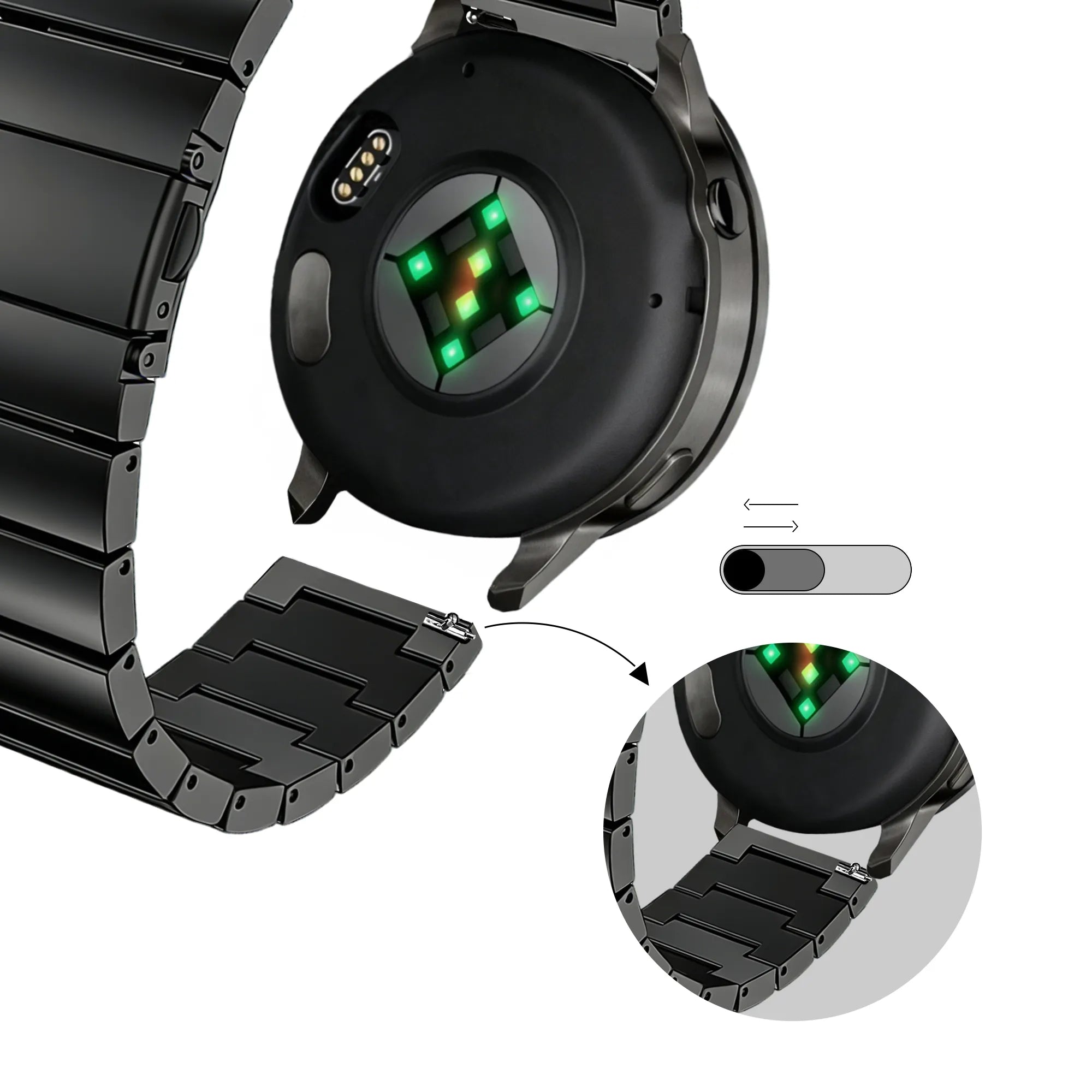 Bandz Garmin Approach J1 stalen band 'One bead' (zwart)
