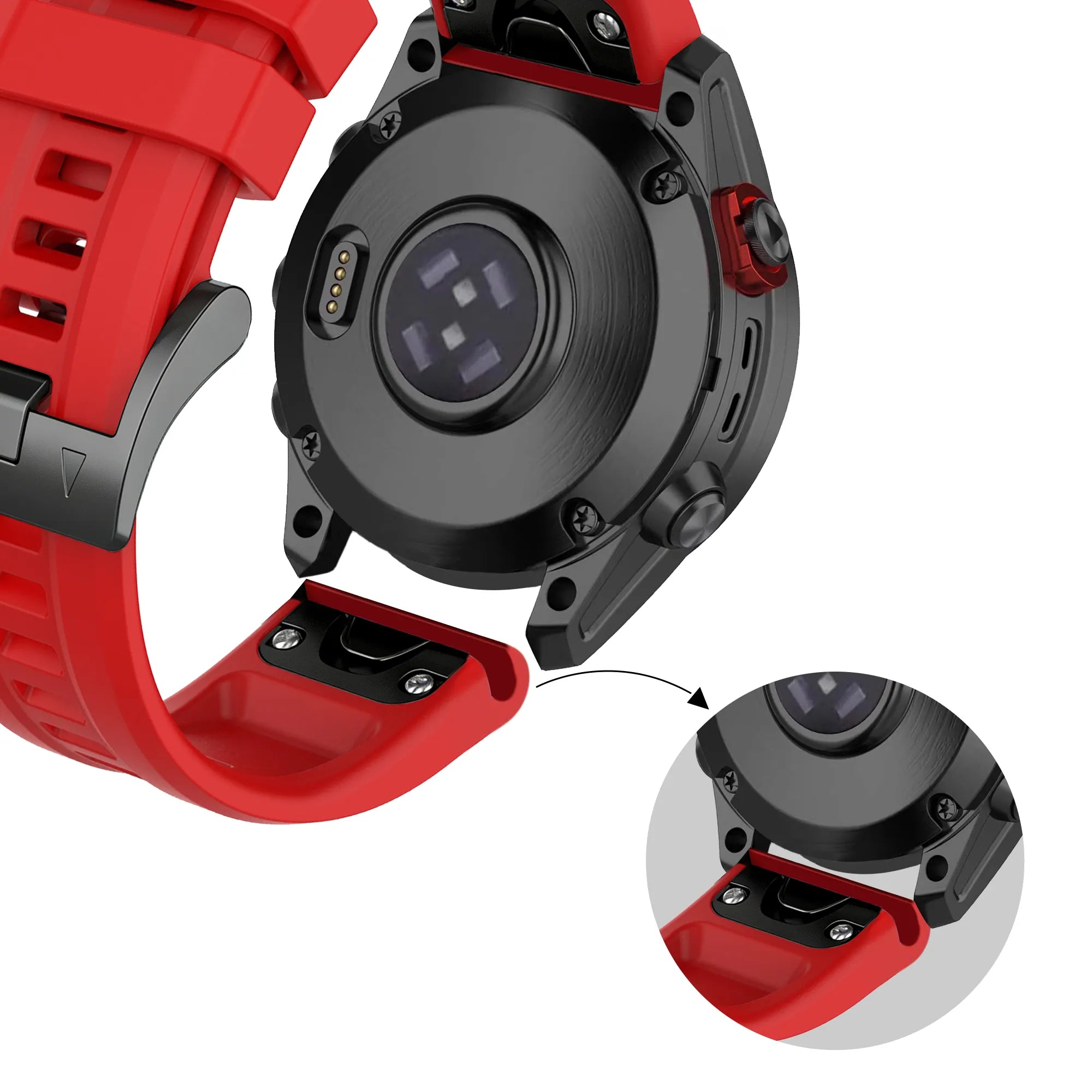 Bandz Garmin Instinct 2x siliconen band 'Classic' (rood)