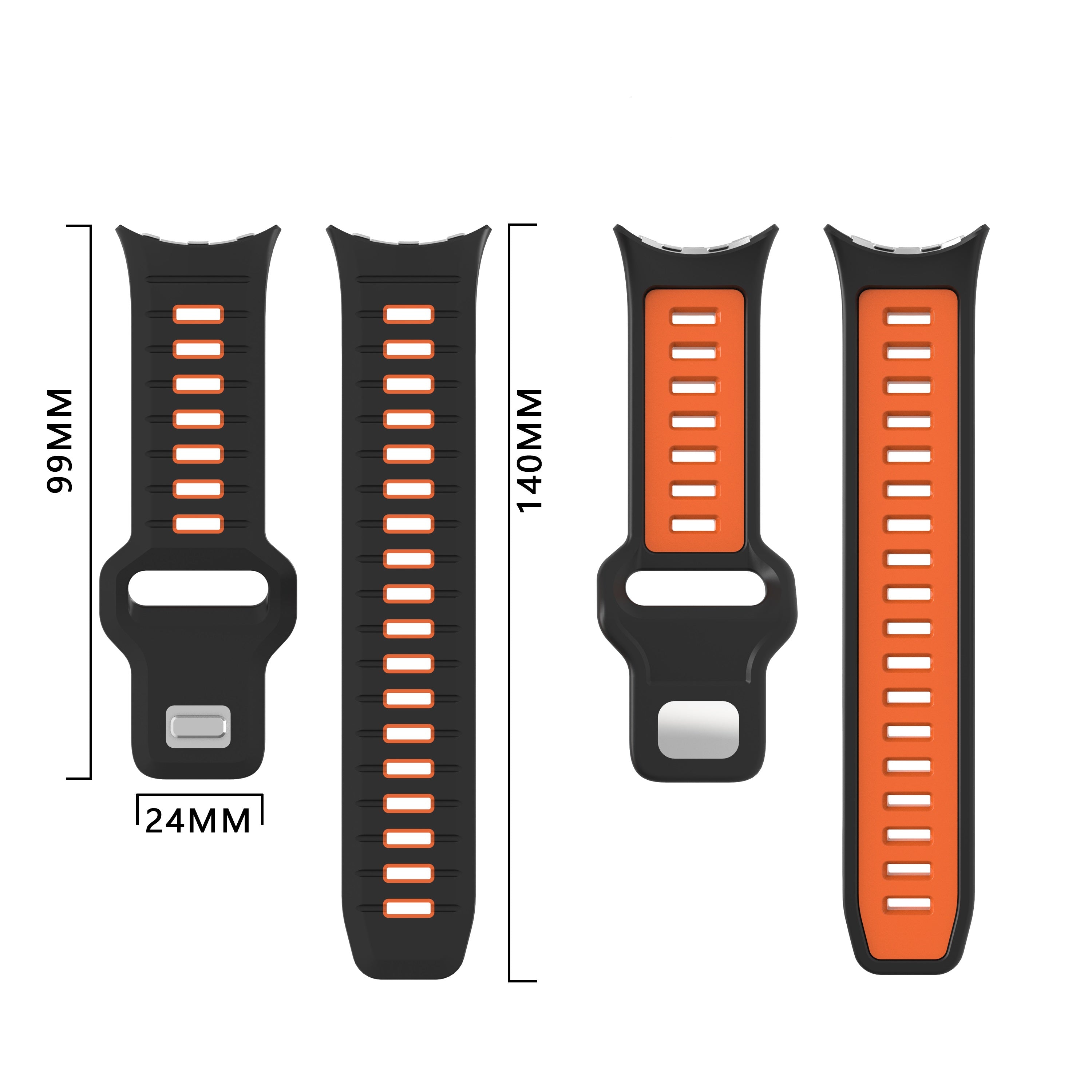 Google Pixel Watch 4 - 45mm sport duo band (zwart/oranje)