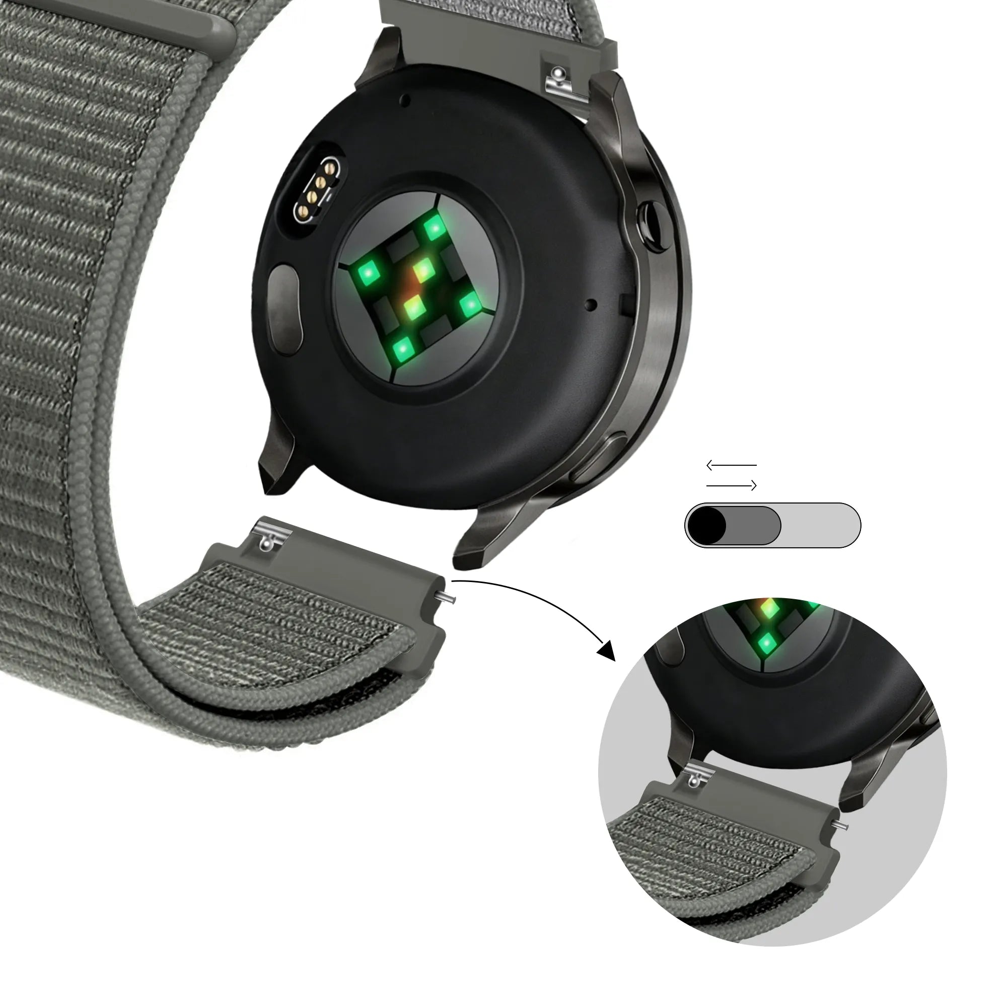 Bandz Garmin Approach S40 nylon loop band (grijs-groen)