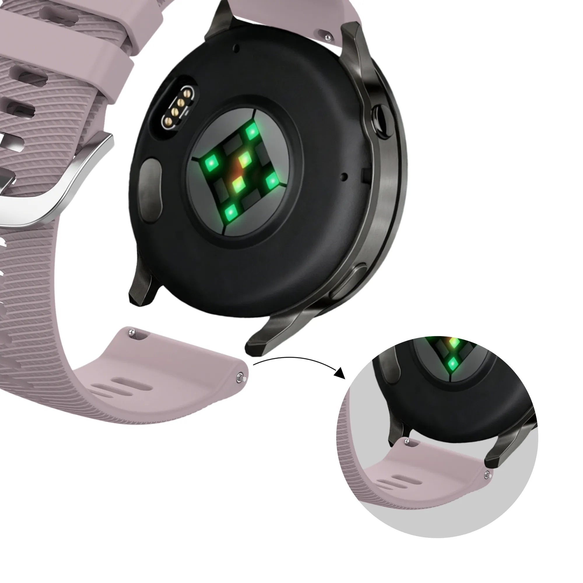 Bandz Garmin Forerunner 265s siliconen band 'Deluxe' (lavendel)