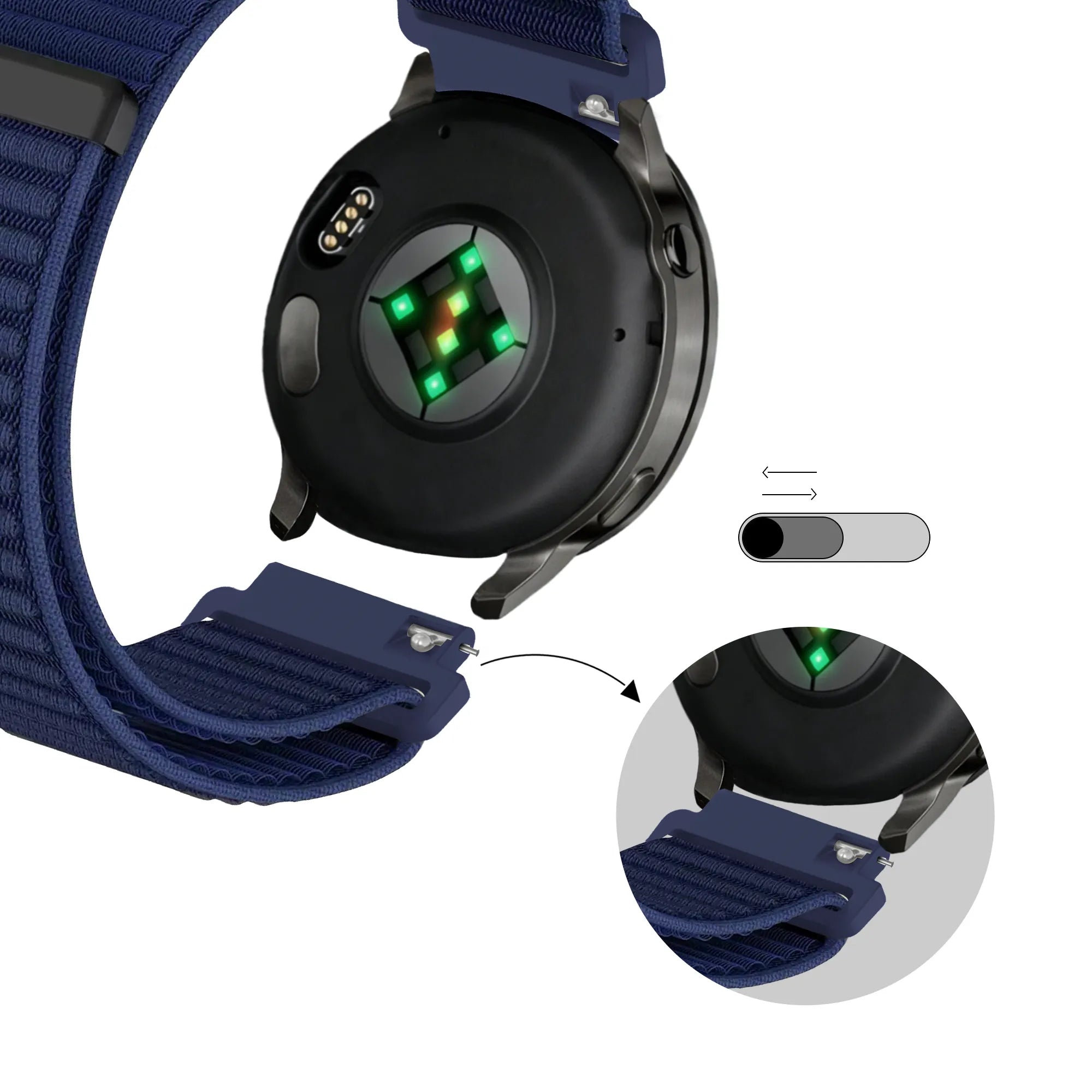 Bandz Garmin Venu 2s nylon band 'Wave' (donkerblauw)