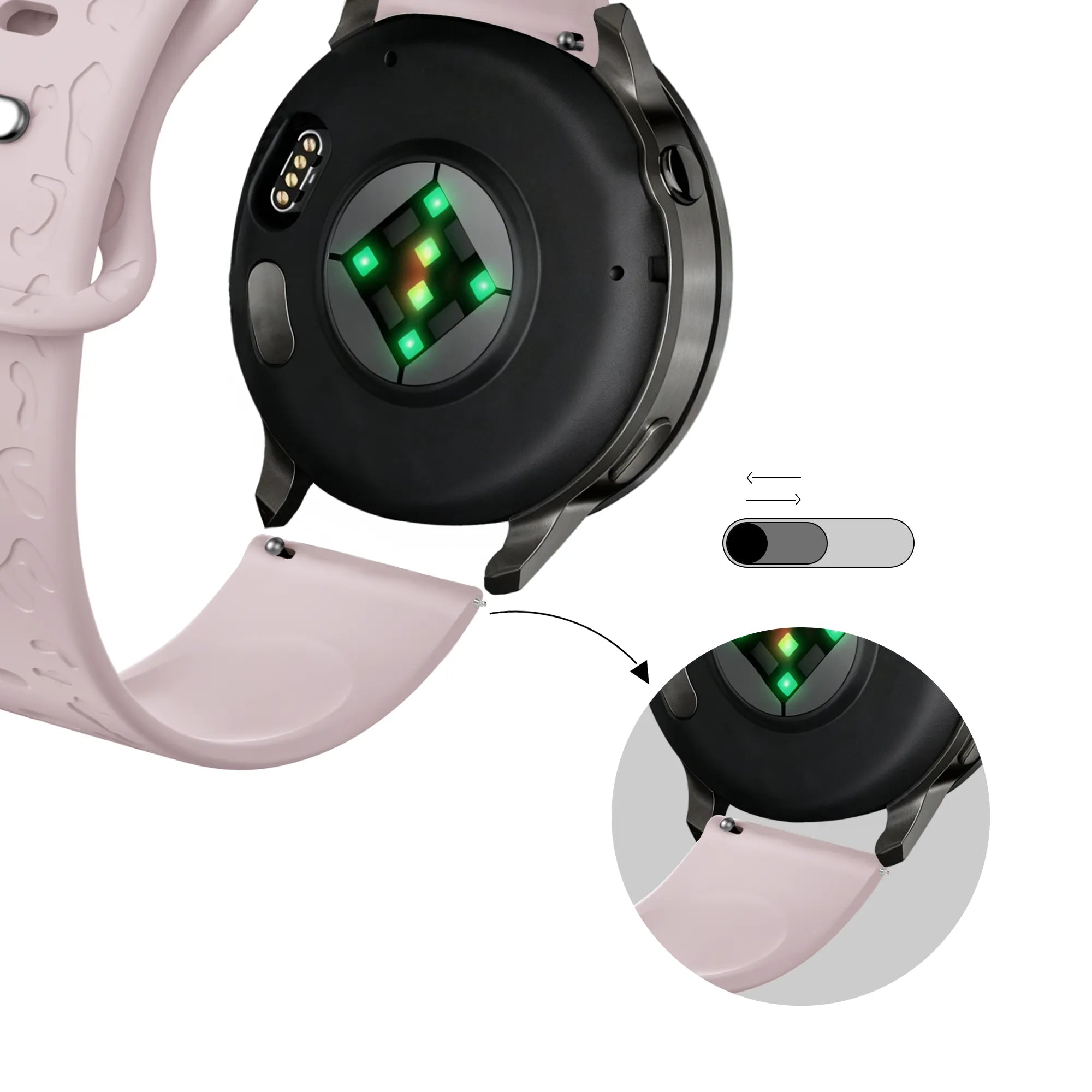 Bandz Garmin Vivomove HR Silicone Strap 'Leopard' (Pink)