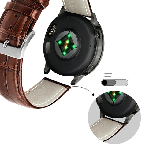 Bandz Garmin Vivoactive 6 Leren crocodile grain band (bruin)