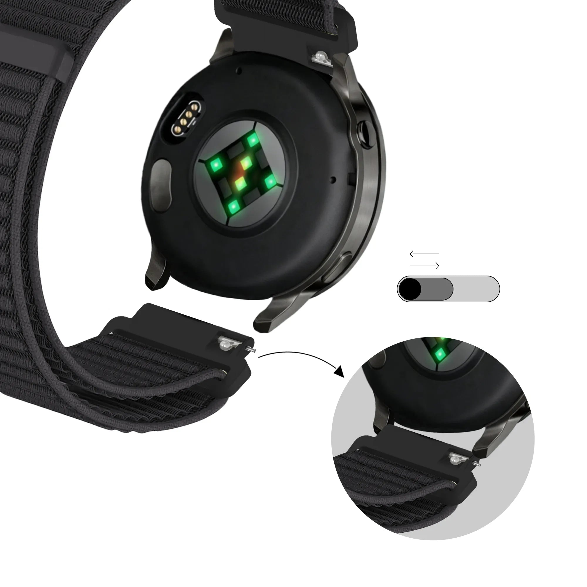 Bandz Garmin Forerunner 570 - 47mm nylon band 'Wave' (zwart)
