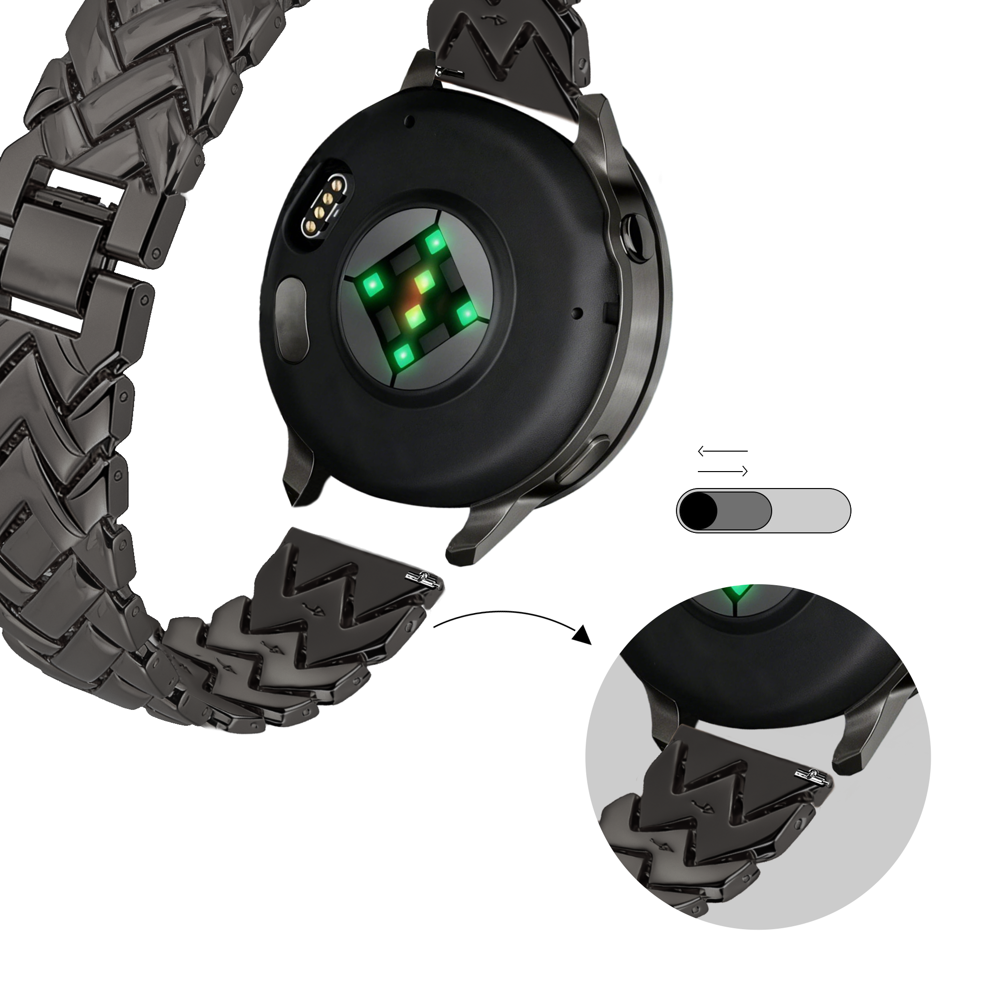 Bandz Xiaomi Watch S4 - 41mm Metal Strap 'V-Type' (Black)