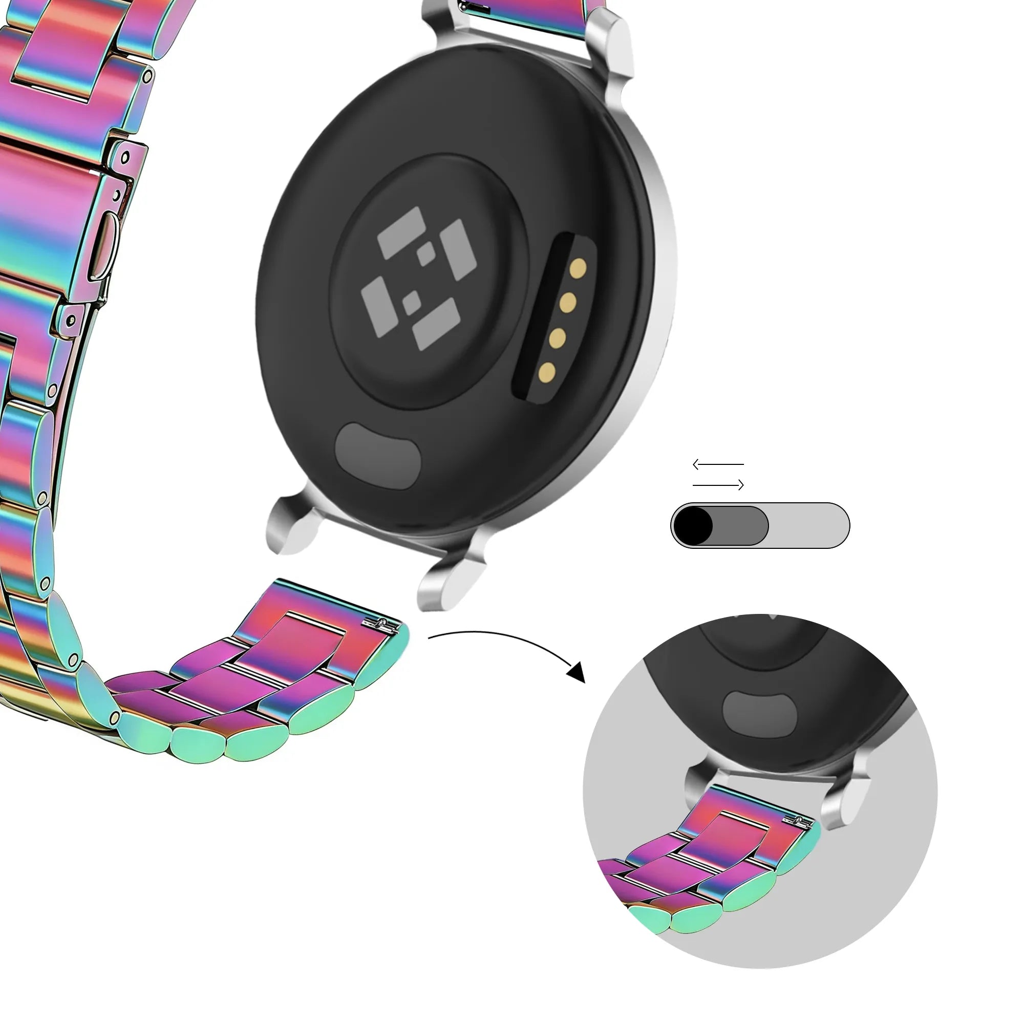 Bandz Zenwatch Lily stalen band 'Classic' (regenboog)