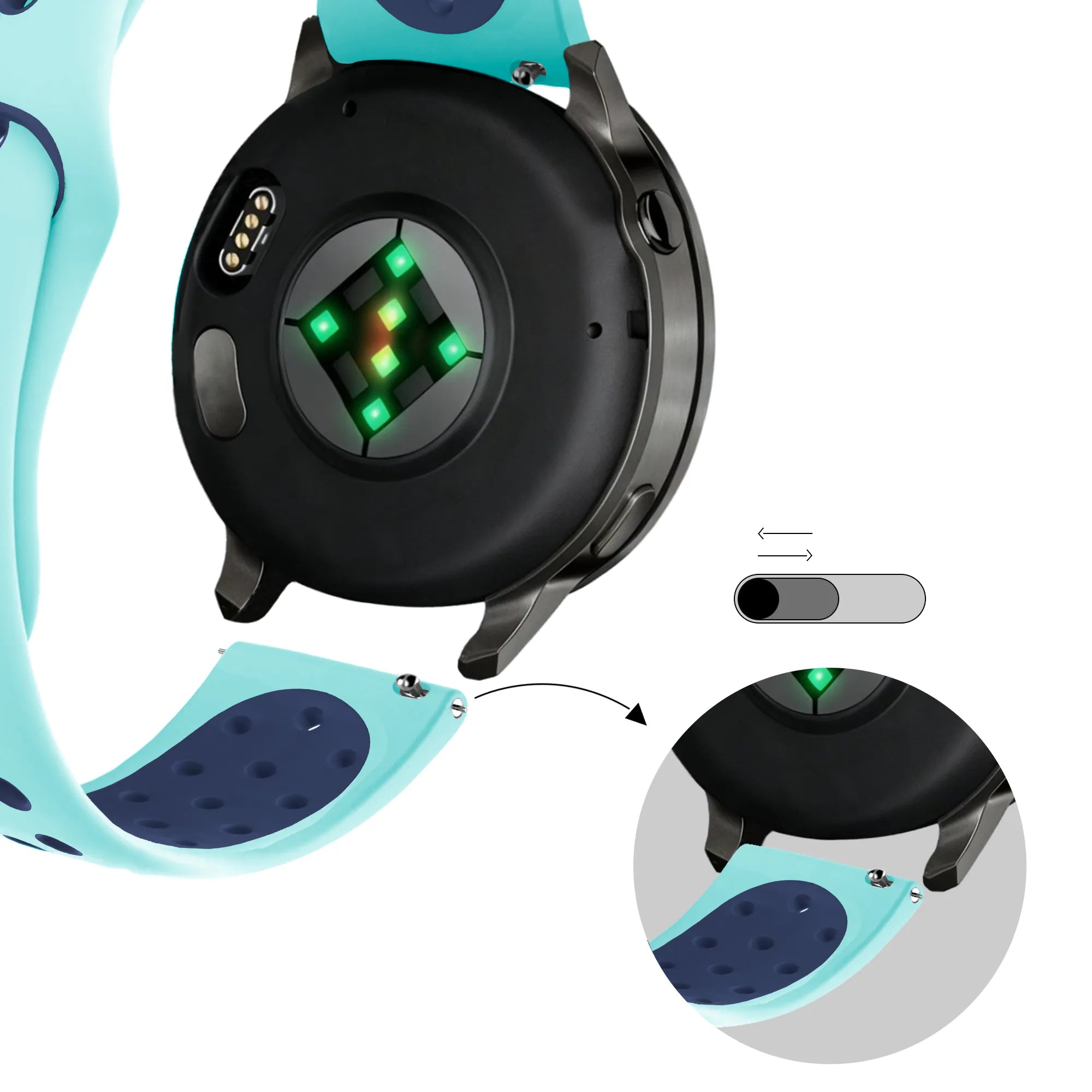 Bandz Garmin Forerunner 645 sport band 'Deluxe' (aqua/blauw)