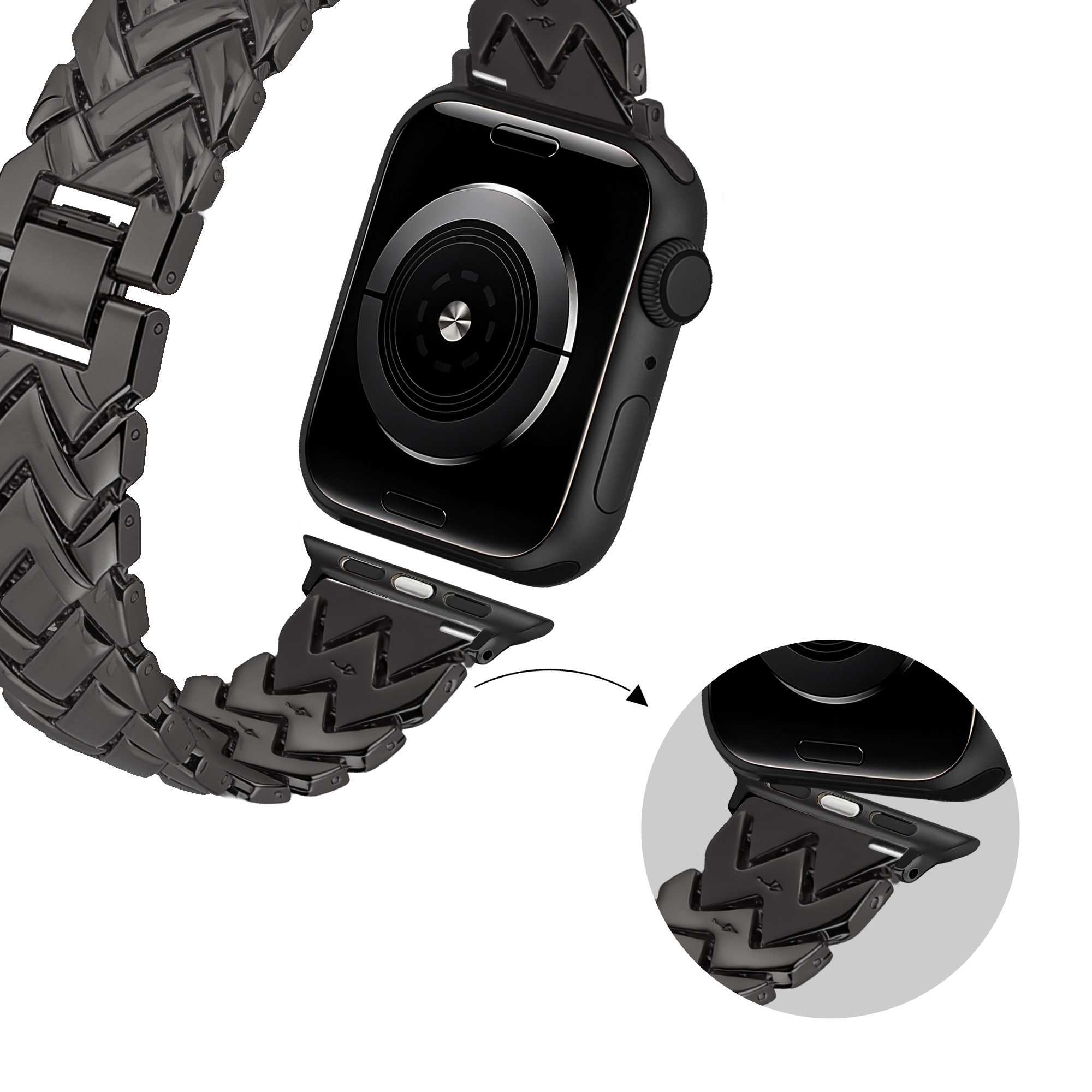 Bandz Apple Watch metalen band 'V-type' (zwart)