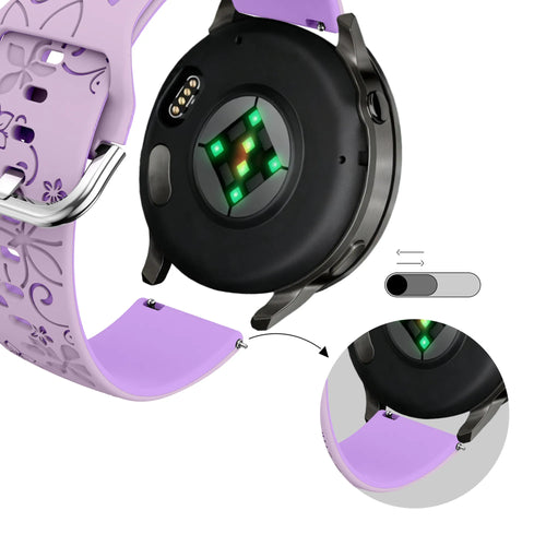 Bandz Garmin Vivomove Sport Silicone Strap 'Flowers' (Lilac/Purple)