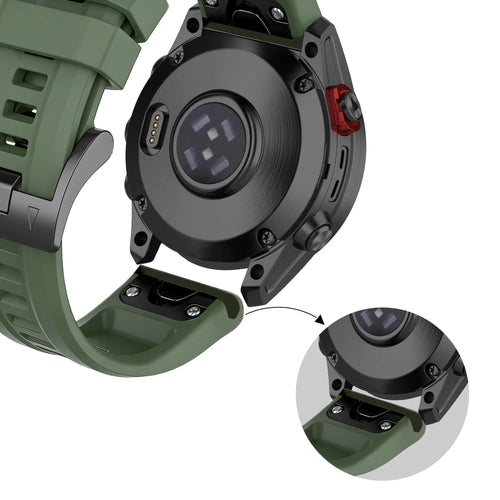Bandz Garmin Fenix 9 - 43mm siliconen band 'Classic' (legergroen)